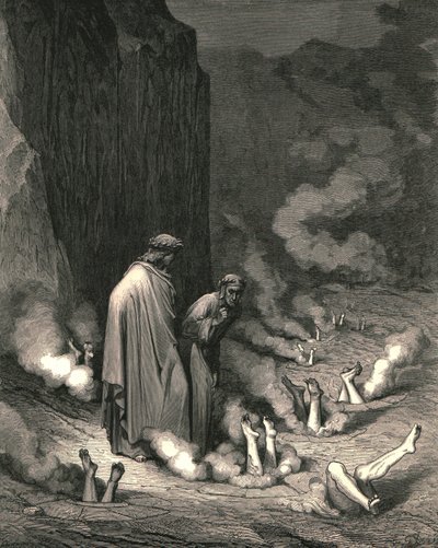 Där stod jag som friaren, som krymper en stackare för morddomen, c1890. av Gustave Dore