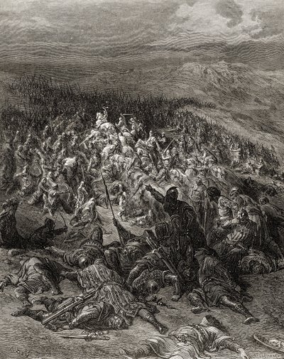 Tvåhundra riddare attackerar tjugotusen saracener, illustration från 