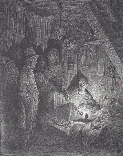 Viktoriansk opiumrökningshåla i London av Gustave Dore
