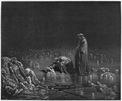 Virgil (70-19 f.Kr.) och Dante, illustration från 