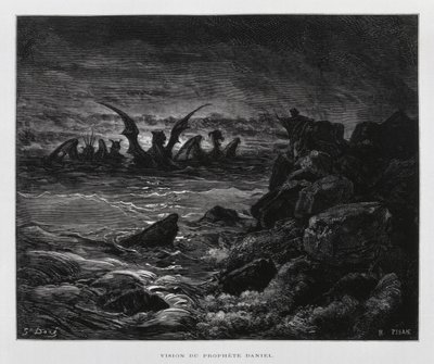 Profeten Daniels vision, illustration från Dore-bibeln av Gustave Dore