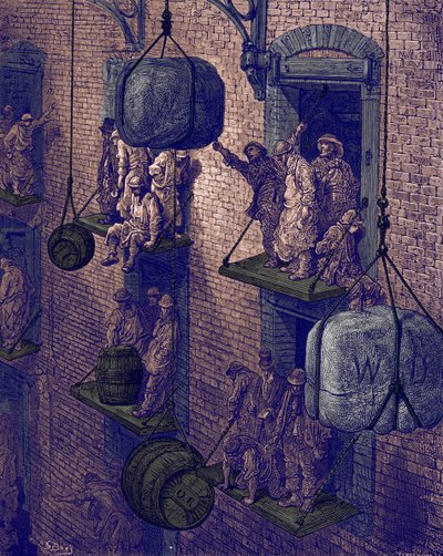 Warehousing In The City av Gustave Doré av Gustave Dore