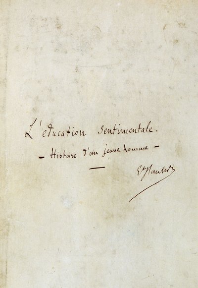 Sentimental utbildning (berättelse om en ung man): första sidan av manuskriptet till Gustave Flauberts roman, författarens signatur - BHVP, Paris av Gustave Flaubert