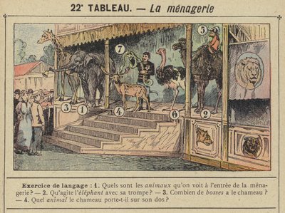 La menagerie (färg litho) av Gustave Fraipont