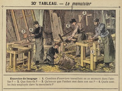 Snickaren (färg litho) av Gustave Fraipont