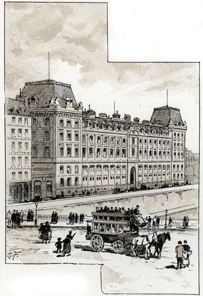 Utsikt över polisavdelningen på quai des golfevres, Paris Teckning av Gustave Fraipont (1849-1923) från Saint-Juirs av Gustave Fraipont