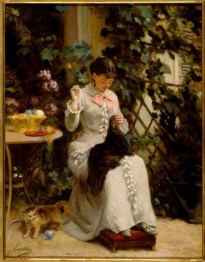 Den unga sömmerskan av Gustave Francois Lasellaz