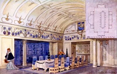 Tysk matsal, början av 1900-talet (wc på papper) av Gustave Halmhuber