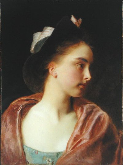 Maud (olja på vaggad panel) av Gustave Jacquet