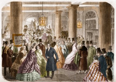 Den italienska teatern (Salle Ventadour) släpptes i Paris 1858. Teckning av Gustave Janet, gravyr av Jahyer. av Gustave Janet