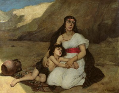 Arabisk kvinna och hennes barn, 1877 av Gustave Krabansky