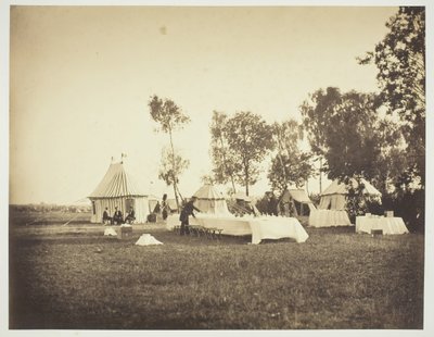 Förberedelse av kejsarens bord, Camp de Châlons, 1857. av Gustave Le Gray