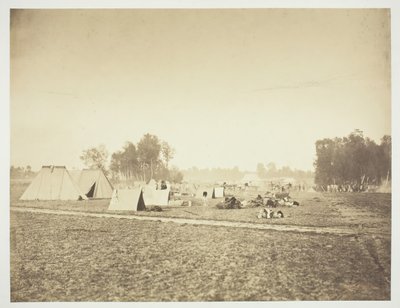 Tält och militärutrustning, Camp de Châlons, 1857. av Gustave Le Gray