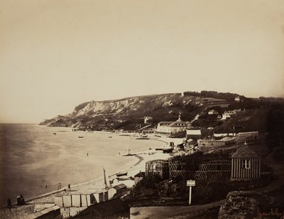 Stranden i Sainte-Adresse, med Dumont-baden av Gustave Le Gray