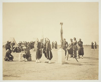 Zouaveregementets höjda flagga, Camp de Châlons av Gustave Le Gray