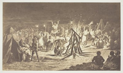 Utan titel [Målning av lägerelden på Camp de Chalons av Bénédict Masson], 1857. av Gustave Le Gray