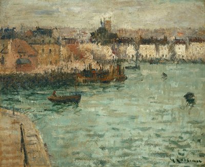 Framför hamnen i Dieppe; Före Dieppe Gate, 1918-1920 av Gustave Loiseau