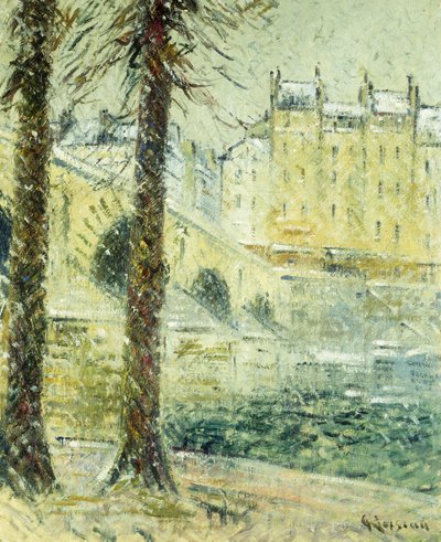 Pont Marie i snön; Pont Marie, Snöeffekt, c.1926 av Gustave Loiseau