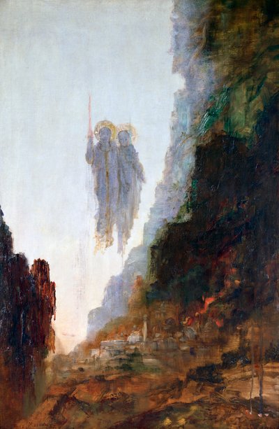 Änglar från Sodom, c1846-1898 av Gustave Moreau