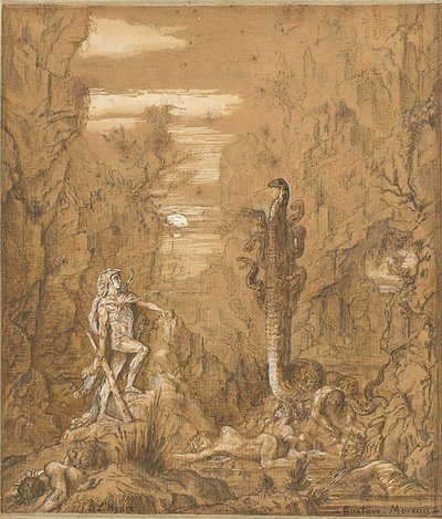 Herkules och Lernas hydra av Gustave Moreau