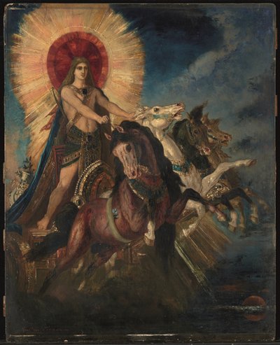 Apollons eller Phoebus-Apollos vagn (olja på pannå) av Gustave Moreau