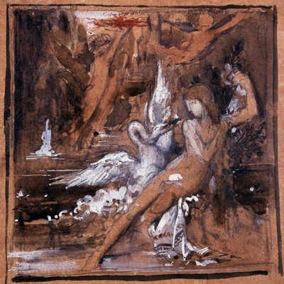 Leda och Swan. Teckning av Gustave Moreau (1826-1898). av Gustave Moreau