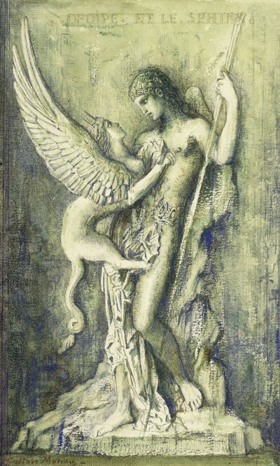 Oidipus och sfinxen; Oedipe et le Sphinx, av Gustave Moreau