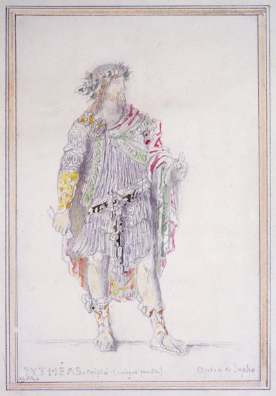 Pythéas, konspiratör och berusad parasit, karaktär från Opèra de Sapho (penna med akvarell & gouache på papper) av Gustave Moreau