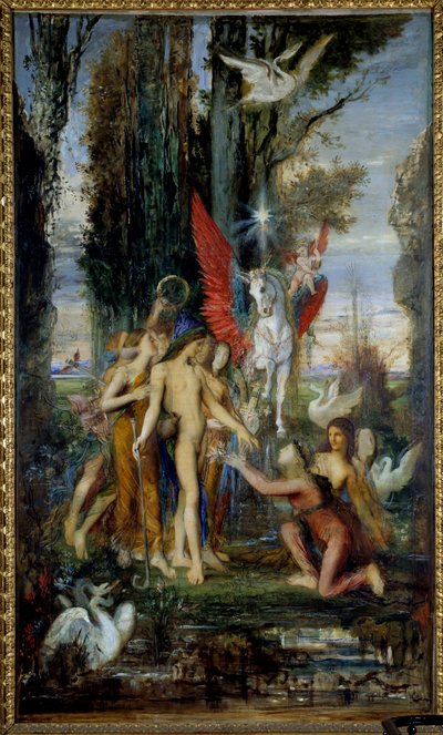 Den grekiske poeten Hesiode (700-talet f.Kr.) och muserna Målning av Gustave Moreau (1826-1898) 1800-talet, 263 x 155 cm Paris, Musee Gustave Moreau av Gustave Moreau