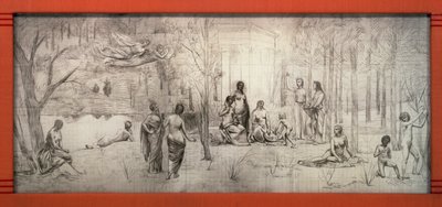 Art Nouveau ram för Pierre Puvis de Chavannes (1824-1898) teckning, av Gustave Serrurier-Bovy (1858-1910), Frankrike av Gustave Serrurier Bovy