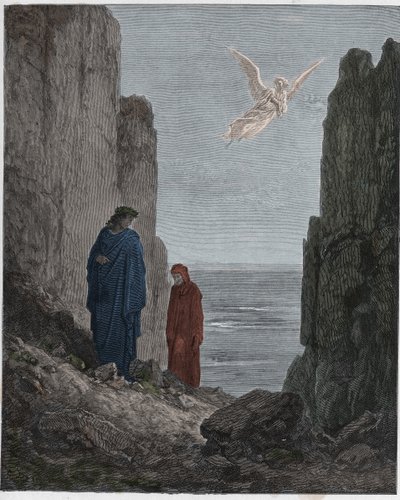 Purgatorio, Canto 19: Poeterna stiger upp till den femte cirkeln, illustration från The Divine Comedy av Dante Alighieri, 1885 (digitalt färgad gravyr) av Gustave after Dore
