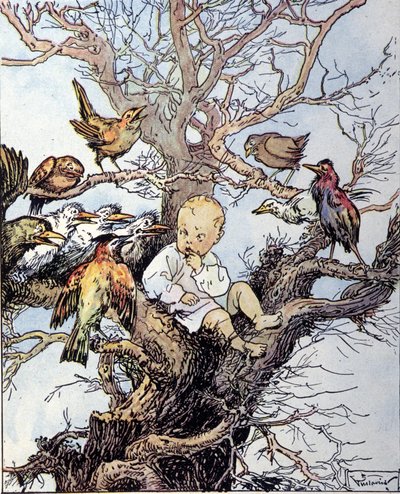 Illustration till "La storia di Peter Pan", fabel av James Matthew Barrie (JM eller J.M. Barrie av Gustavo Gustavino Rosso