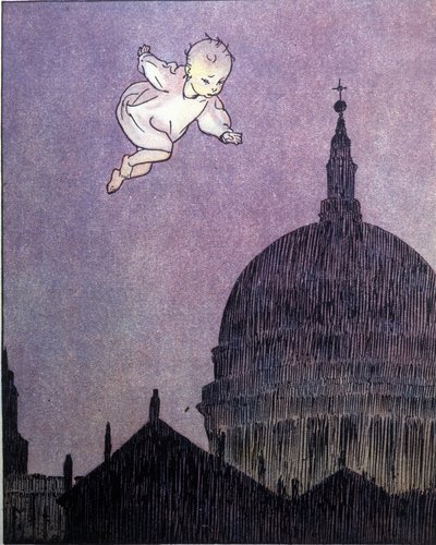 Illustration till "La storia di Peter Pan", fabel av James Matthew Barrie (JM eller J.M. Barrie av Gustavo Gustavino Rosso