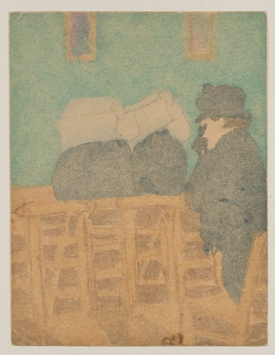 Figurer i kyrka (akvarell och blyerts) av Gwen John