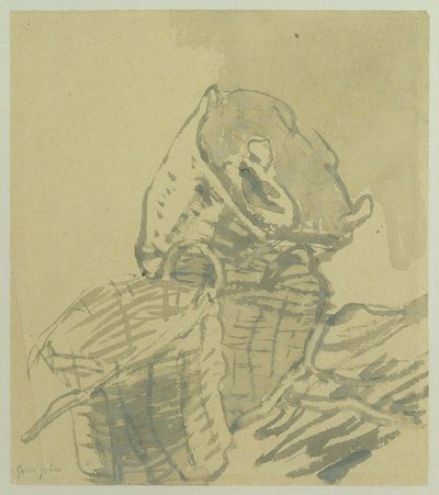 Fishermens Baskets (grå tvätt på papper) av Gwen John