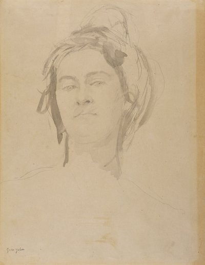 Chef för en ung kvinna (penna och tvätt på papper) av Gwen John
