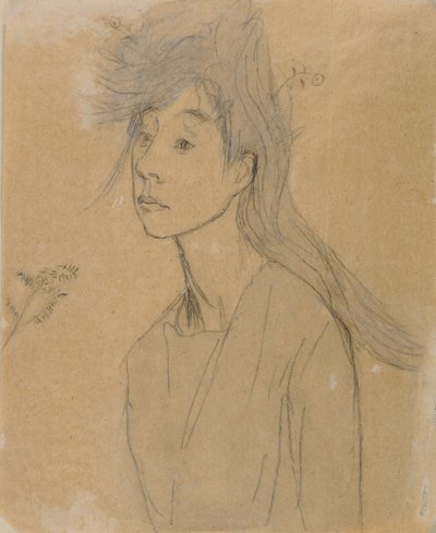 Ophelia: Portrait Imagine, ca 1910 (krita och tvätt på papper) av Gwen John