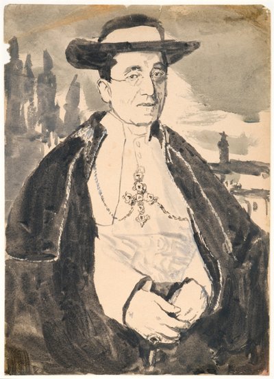 Påven Benedictus XV (gouache med lavering på papper) av Gwen John