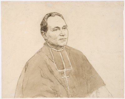 Porträtt av en kardinal (kol och akvarell på papper) av Gwen John