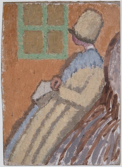 Kvinna i profil (blandteknik på kort) av Gwen John