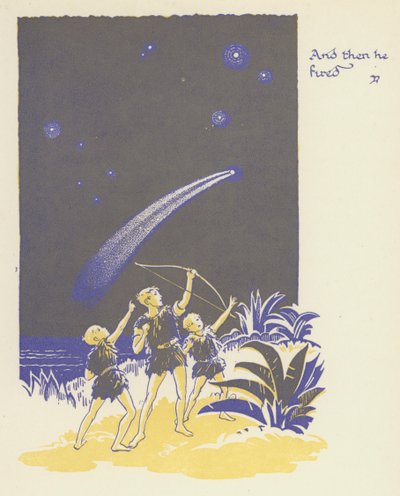 Peter Pan och Wendy: Och så sköt han (färg litho) av Gwynedd M. Hudson