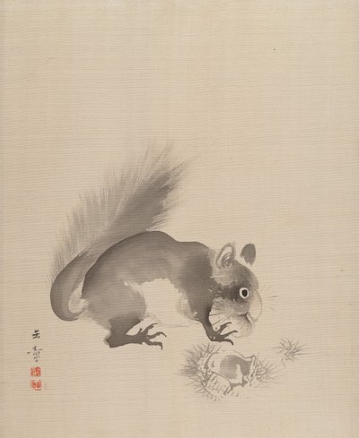 Ekorre som äter kastanjer, 1887-92. av Gyokusho Kawabata