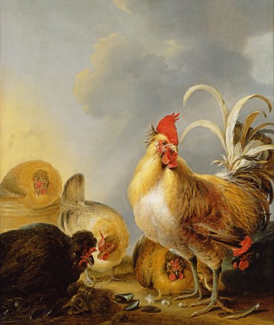 En grupp gårdshöns, 1643 av Gysbert Hondecoeter