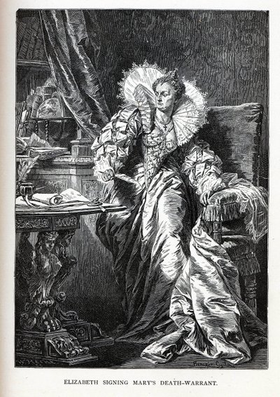 Elizabeth undertecknade Marys dödsdom, 1882 av Gyula Benczúr