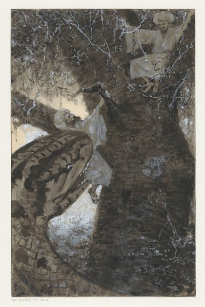 Man i träd grips av en orm av H.C. Louwerse (signed by artist)