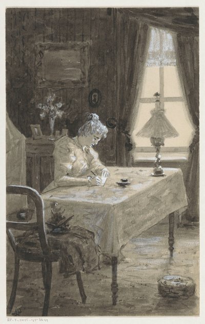 Mimi skriver ett brev av H.C. Louwerse (signed by artist)
