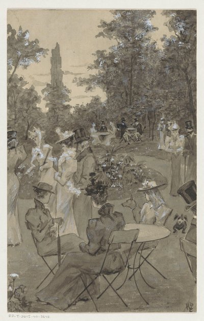 Fritidsmänniskor i en park av H.C. Louwerse (signed by artist)