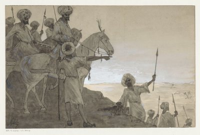 Krigare till häst i ett ökenlandskap av H.C. Louwerse (signed by artist)