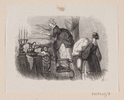 Illustration till "Prinsessan på ärten" i H.C. Andersen, "Sagor och berättelser", volym 1 av H.P. Hansen