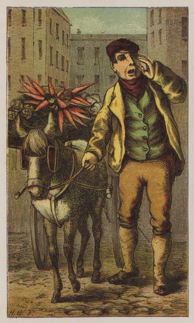 Costermonger (färg litho) av H.W. (after) Petherick